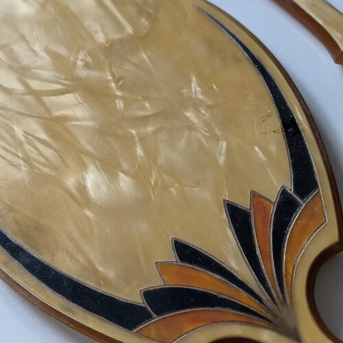 RARE Vintage 1920s shops Art Deco Yellow Celluloid Vanity Set