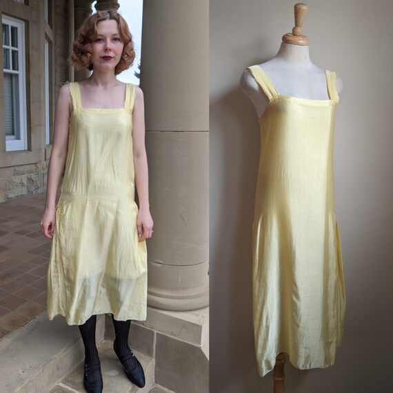 AS IS 1920s Pale Yellow Satiny Rayon Slip