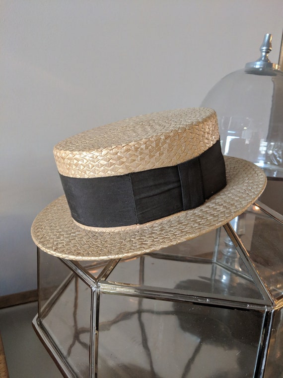 AS IS Vintage 1940s 1950s Summer Straw Boater Hat