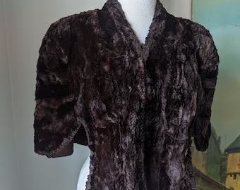 1930s 1940s Rich Brown Deco Fur Capelet Shawl