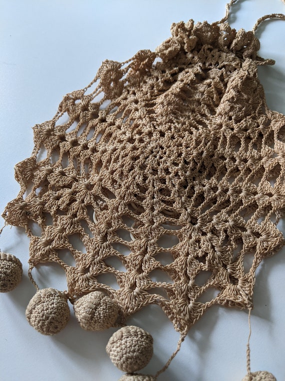 Antique 1910s Crocheted Reticule Bag Purse - image 8