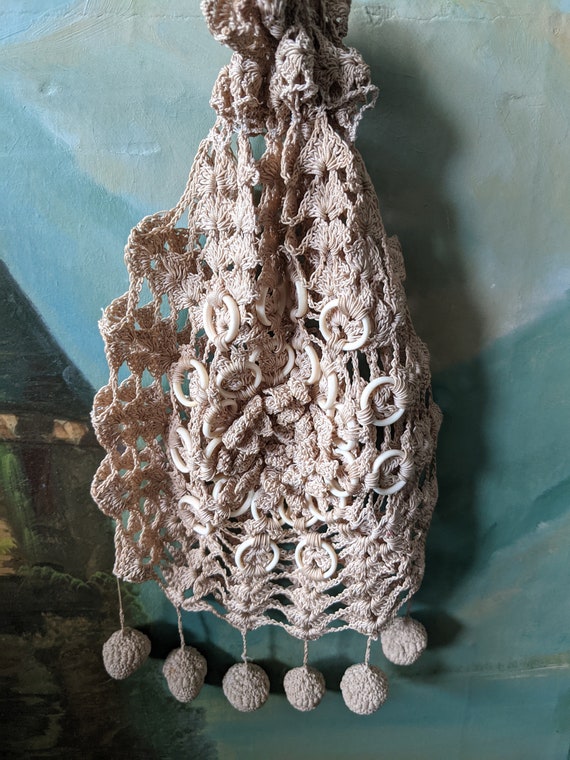 Antique 1910s Crocheted Reticule Bag Purse - image 7