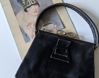 AS IS Vintage 1920s Art Deco Leather Handbag