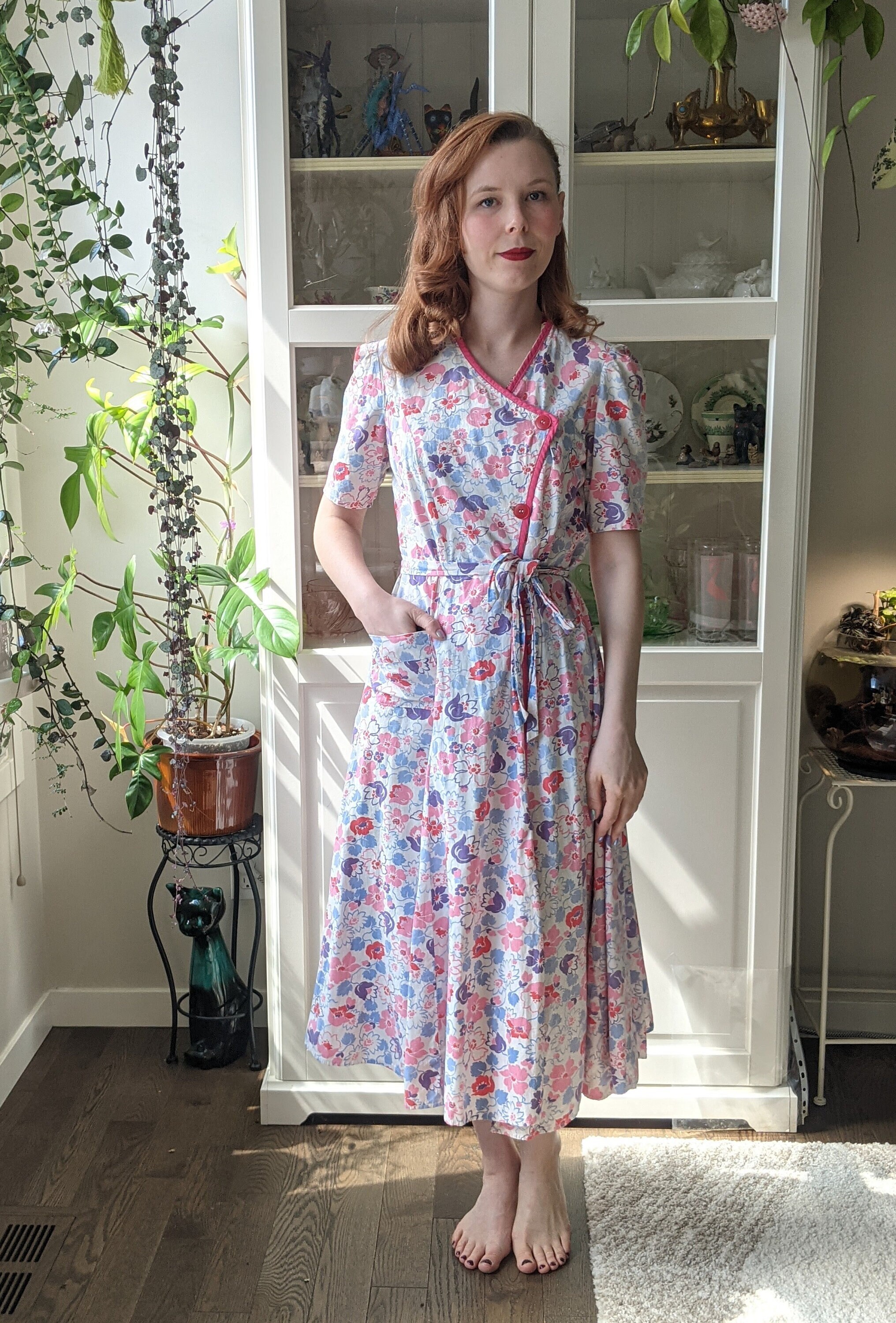 RARE Vintage 1930s Floral Cotton Wrap Front Dress - Etsy