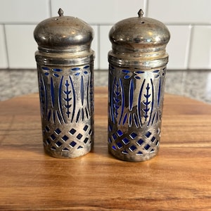 Vintage Cobalt Blue and Silver-Plated Salt and Pepper Shakers – Sapphire Collection