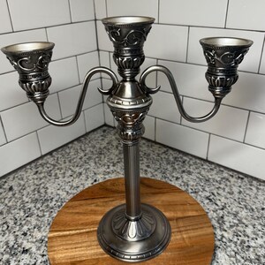 Vintage PartyLite Satin Silver Candelabra - Classic Creations Taper Holder with Detachable Arms