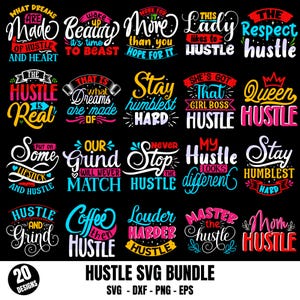 Hustle SVG Bundle: Motivational Quotes, Sassy Designs (Digital Files)