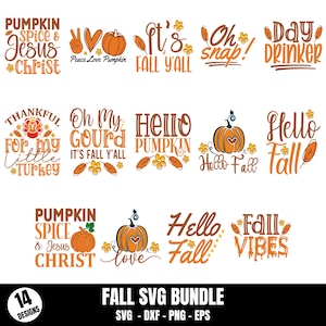 Fall SVG Bundle: Autumn Pumpkin Spice Designs (Digital Download)