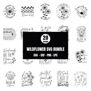 Wildflower Svg, Floral Svg, Nature Svg,Boho Svg, Boho Wildflower, Wildflower Png, Inspirational Quotes, Wildflower Quotes, Wildflower Design