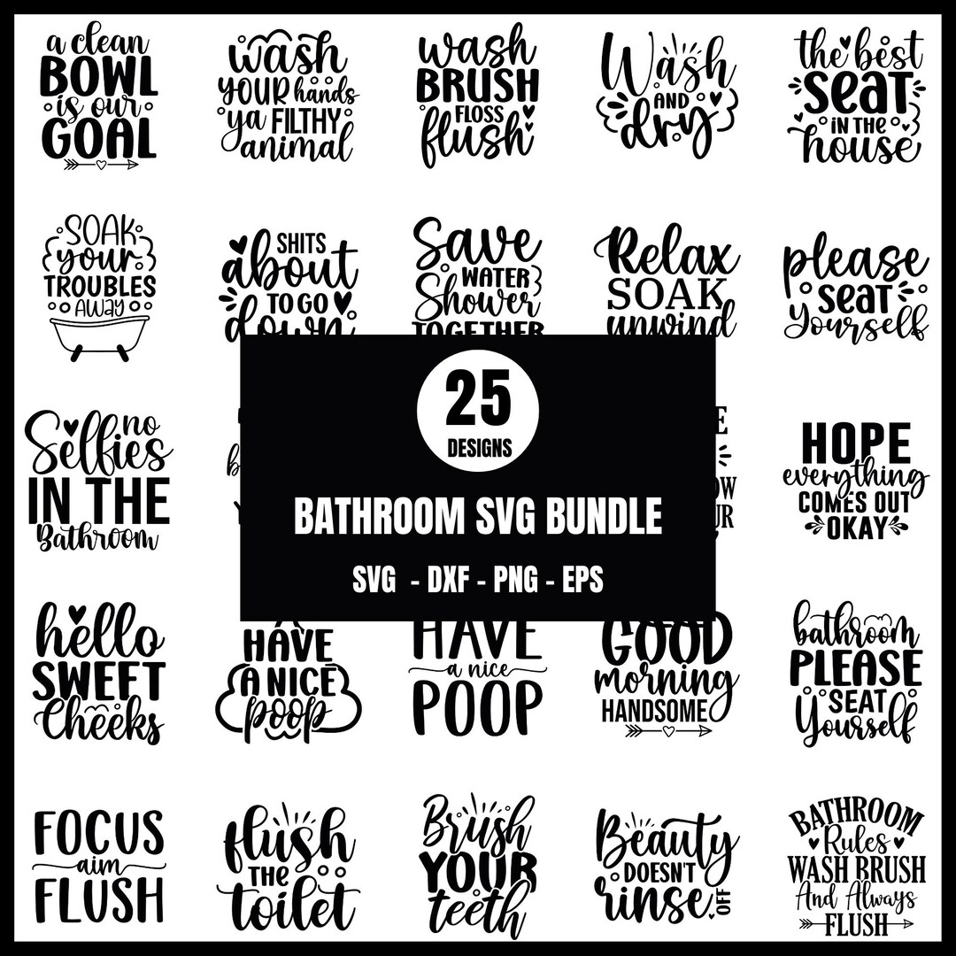 Funny Bathroom Sign SVG Bundle: Toilet Humor Decor (digital Download ...