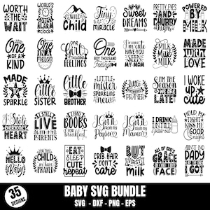 Bundle Svg bébé, Svg grenouillère bébé, Svg bébé drôle, Svg bébé nouveau-né, Svg nouveau-né, lot citation bébé, dictons bébé mignon Svg, fichiers de coupe