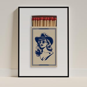 Cowboy Matchbook | Coastal Cowgirl Millennial Granddaughter Print Toile Chinoiserie Blue White Poster Western Decor Trendy Wall Art
