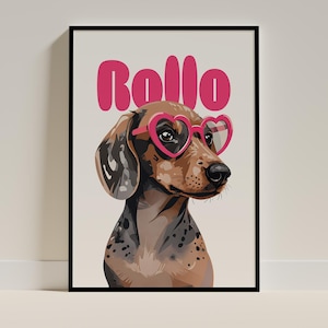 Personalized Dachshund Poster Funny Wall Art Print, Sausage Dog Print, Pet Prints, Dachshund Art, Dog Wall, Weiner Dog, Dog Gift