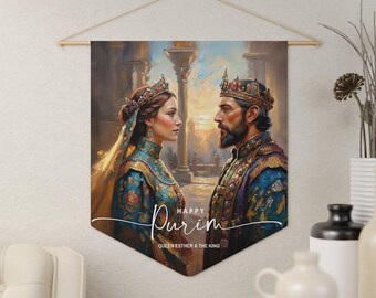 Queen Esther Purim Pennant | Jewish Holiday Wall Decor