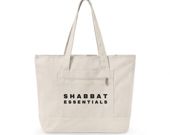 Bolsa de lona con cremallera, bolsa con artículos esenciales de Shabat, regalo judío, compras de viernes