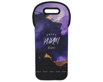 Bolsa de vino personalizada para Purim / Portabotellas de neopreno Mishloach Manot