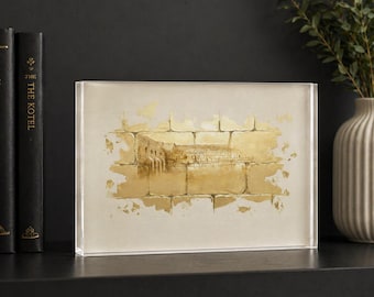 Decoración del Muro Occidental de Jerusalén en color dorado, Israel, bloque de arte acrílico del Kotel, regalo de boda