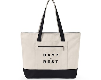 Canvas Tote Bag, Shabbat Tote, Jewish Sabbath Day 7 = Rest