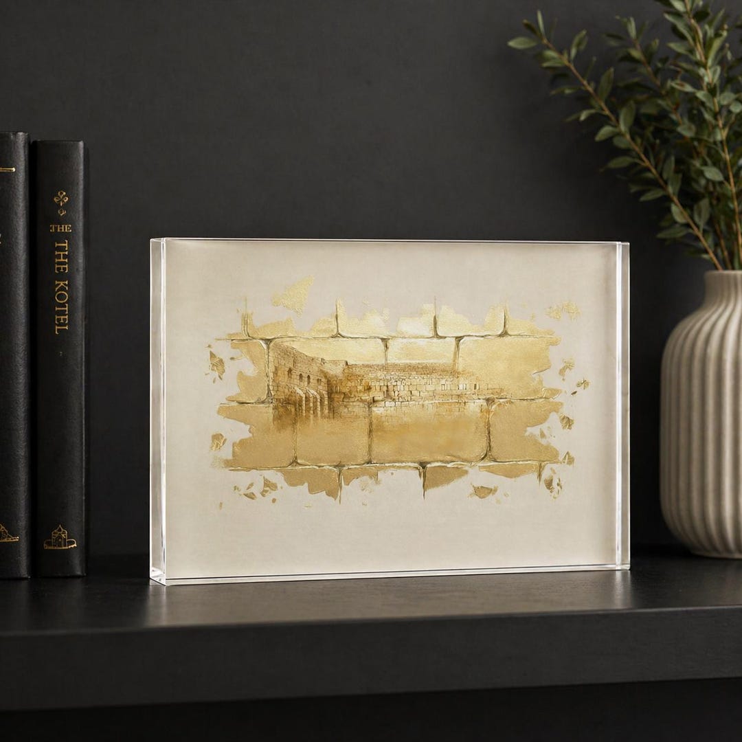 Jerusalem Gold Western Wall Decor, Israel, Kotel Acrylic Art Block ...