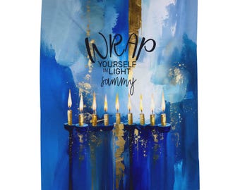 Manta de terciopelo personalizada para Hanukkah: envuélvete en luz