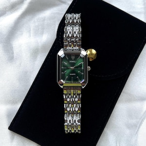 Classic Vintage Silver & Green Dial watch for women timeless elegant watch gift for her womens watch
