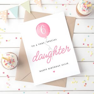 Cartão de aniversário para filha personalizado com nome | Cartão de aniversário personalizado menina | Cartão de aniversário para neta | Cartão de feliz aniversário fofo