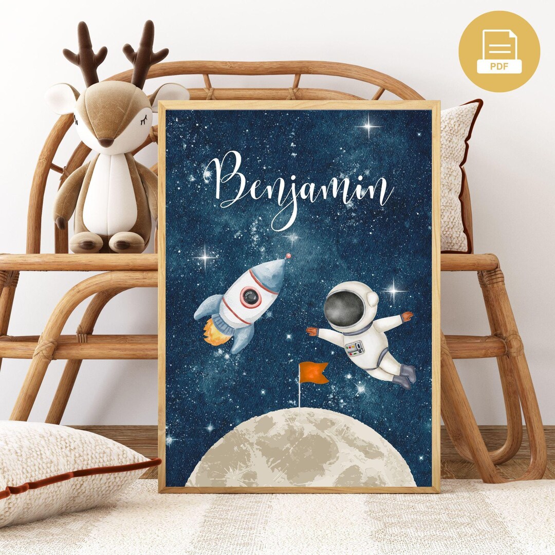 Space Poster | Astronaut | Personalized Poster | Kids Room | Wall ...