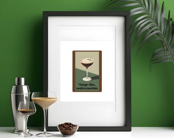 Décoration cocktail, enseigne d'art en métal Vibes vintage, art mural martini, décoration d'intérieur rétro, enseigne de bar, cadeau unique pour barman