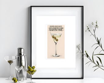 Élégante plaque artistique en métal Martini Time, parfaite pour un bar à la maison, cadeau pour les amateurs de cocktails, décoration d'art mural, style vintage