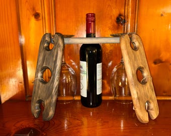 Handmade Over-The-Bottle Wine Glass Holder- Rustic Housewarming Gift