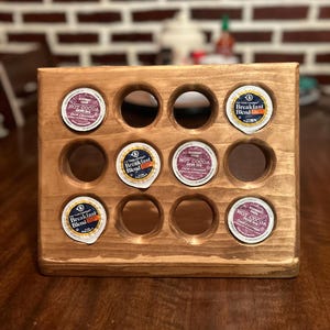 Wooden K-Cup Holder For Countertop Coffee Lover Coffee Pod Organizer K-Cup Storage Dispenser Wood Coffee Pod Holder Coffee Bar K-Cup Holder