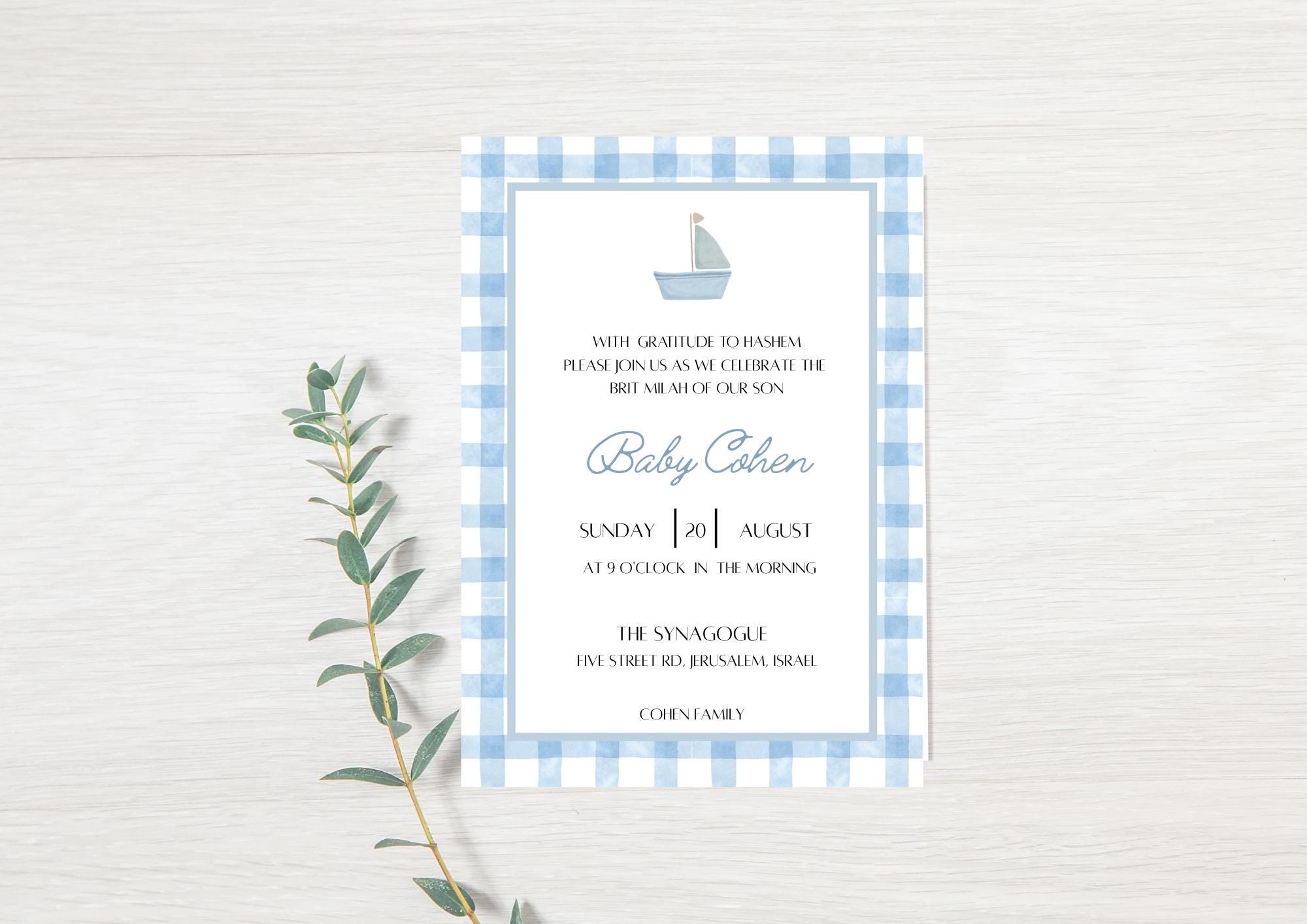 Brit Milah Invitation, Bris Invitation, Baby Shower Invite, Baby Boy ...