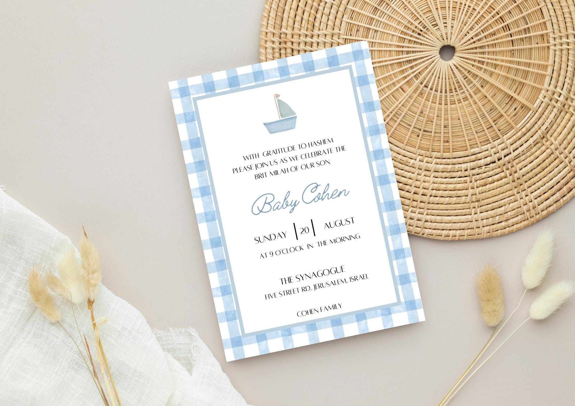 Brit Milah Invitation, Bris Invitation, Baby Shower Invite, Baby Boy ...