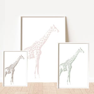 Animal Set of 3 Prints, Giraffe Prints, Nursery Decor, Kids Room Decor, Printable Wall Art, Digital Download