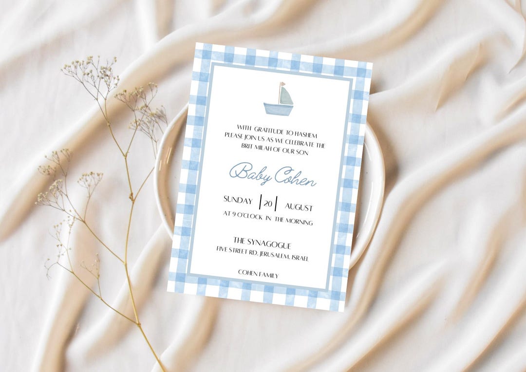 Brit Milah Invitation, Bris Invitation, Baby Shower Invite, Baby Boy ...