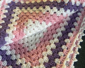 Handmade Crochet Baby Blanket: Pastel Granny Square Nursery Throw