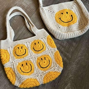 Handmade Crochet Smiley Face Bags – Crossbody or Shoulder Bag Options, Fun, Cheerful and Trendy Everyday Accessories