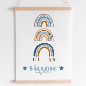 Editable Boho Rainbow Table Sign – Digital Party Decorations for Baby Shower or 1st Birthday - DIY Custom Sign 8x10&quot; Corjl Template REF008