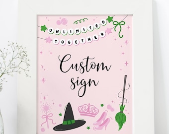 Cartello per festa della strega modificabile / Cartello da tavolo rosa magico / Decorazione di compleanno personalizzata / Cartello per festa a tema fantasy stampabile Modello Corjl REF010