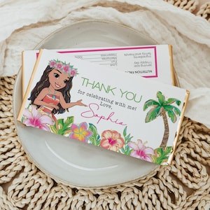 Editable Luau Party Favors, Tropical Chocolate Wrappers, Ocean Adventure Party Decorations, Polynesian Theme Birthday Favors REF022