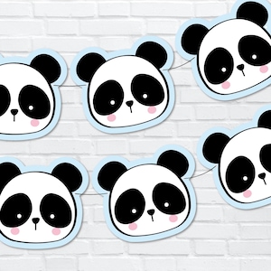 Panda Decorative Garland | Printable Panda Party Decorations | Cute 1st Birthday Panda Party Decor | Panda Birthday Instant Download REF015