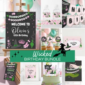 Wicked Witch Birthday Bundle | Wicked Party Package |  Green and Pink Party Decorations | Movie Party | Wizard of Oz Inspired Party REF010