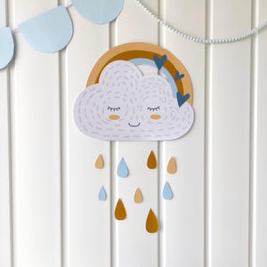 Cloud Cutout Boho Rainbow Baby Shower – Digital Party Decorations, DIY Instant Download Template for Baby Shower or 1st Birthday REF008