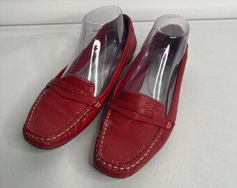Vtg. Etienne Aigner Red Faux Leather Penny Loafers Women's Size 8.5 RARE