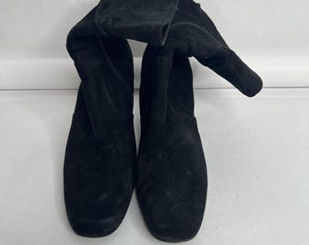 Coldwater Creek Black Leather Suede High Heeled Slouchy Slouch Boots 9M 9
