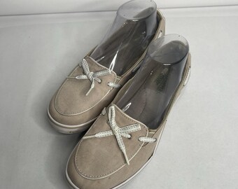 Zapatos náuticos Grasshoppers Ortholite de lona color canela para mujer, talla 9 M, modelo EF52816, sin cordones.