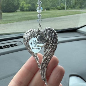 Memorial Angel Wings Car Charm: Crystal Suncatcher Sympathy Gift