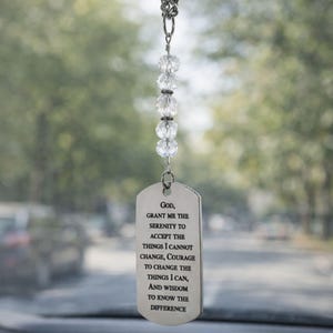 Serenity Prayer Gift, Faith Car Charm, Gifts For Recovery or Sobriety