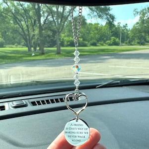 Friendship Car Charm Gift – “A Friend Is God’s Way” Crystal Suncatcher Ornament – Rearview Mirror Gift for Best Friend, Birthday, Christmas