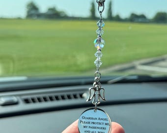 MMC Guardian Angel Fairy Car Charm Pendant - Crystal Glass & Metal, Sun Catcher For Bag/Purse (Multi-Color)